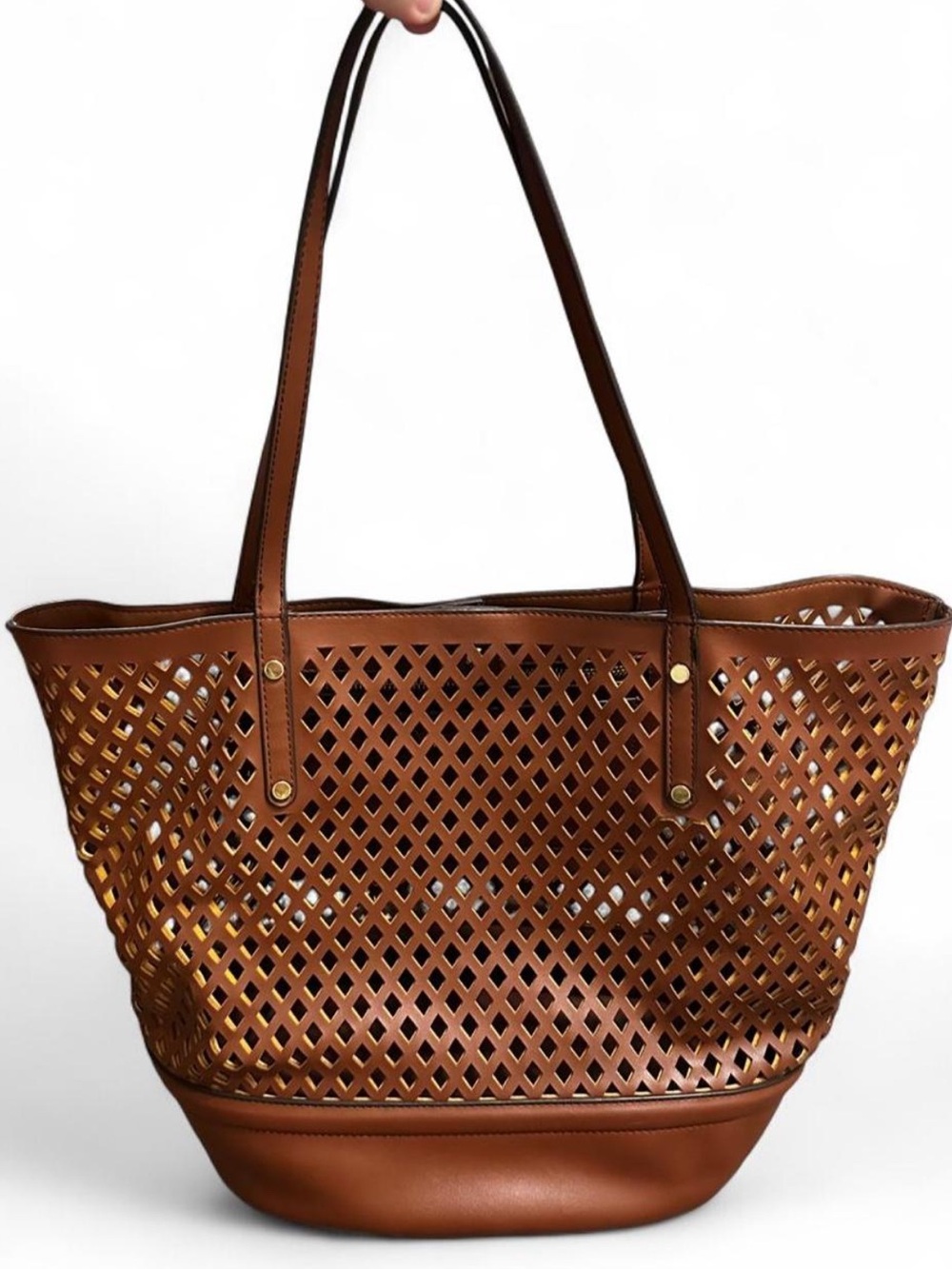 INC Laser-Cut Leather Tote Bag